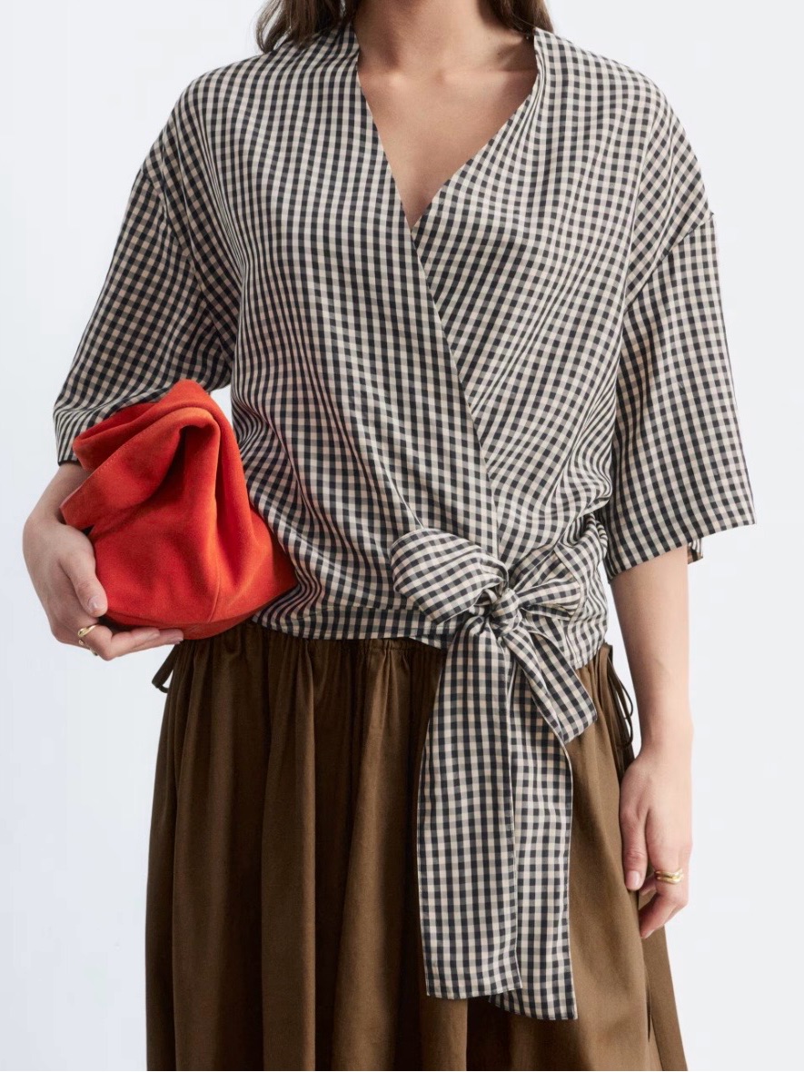 & Other Stories Gingham Wrap Front Blouse